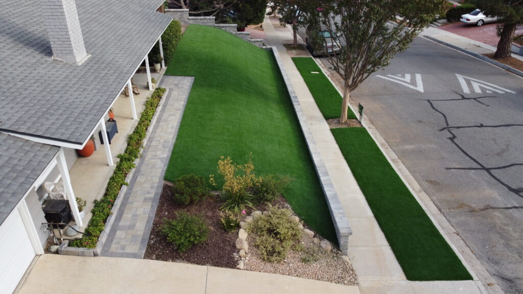 Pavers and artificial turf landscaping project in Newbury Park by Evergreen Landscaping
