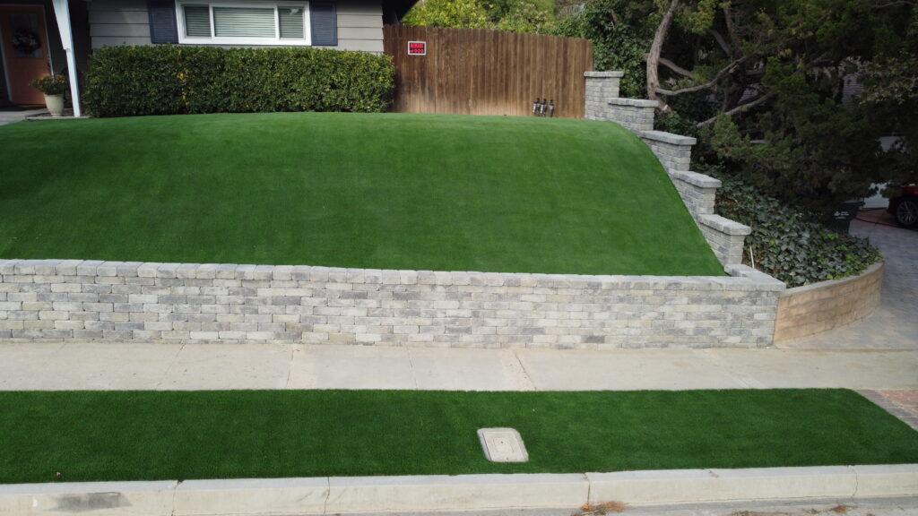 Retaining walls and artificial grass project in Camarillo by Evergreen Landscaping