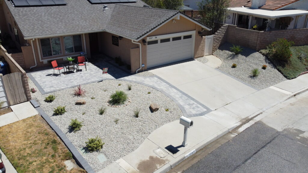 Pavers and artificial turf landscaping project in Simi Valley by Evergreen Landscaping