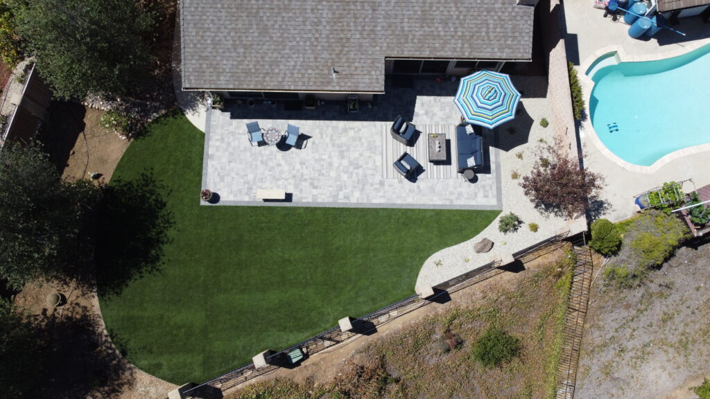 Pavers and artificial turf landscaping project in Calabasas by Evergreen Landscaping