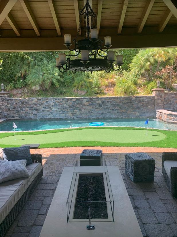 Retaining walls and artificial grass project in Westlake Village by Evergreen Landscaping