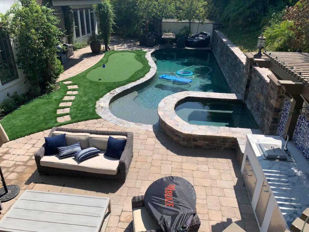 Paver patio and putting green project in Camarillo by Evergreen Landscaping