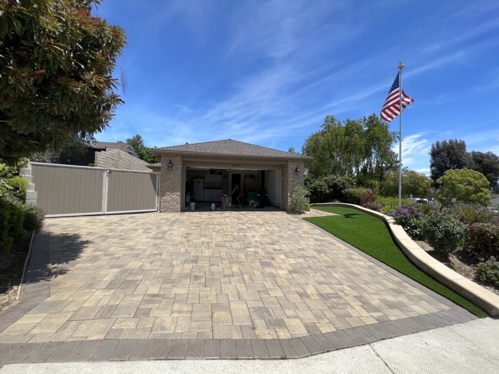 Pool deck pavers and turf project in Newbury Park by Evergreen Landscaping