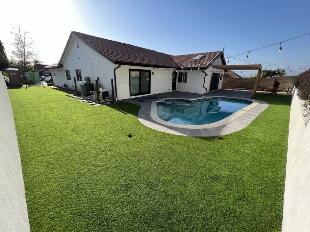 Pavers and artificial turf landscaping project in Calabasas by Evergreen Landscaping
