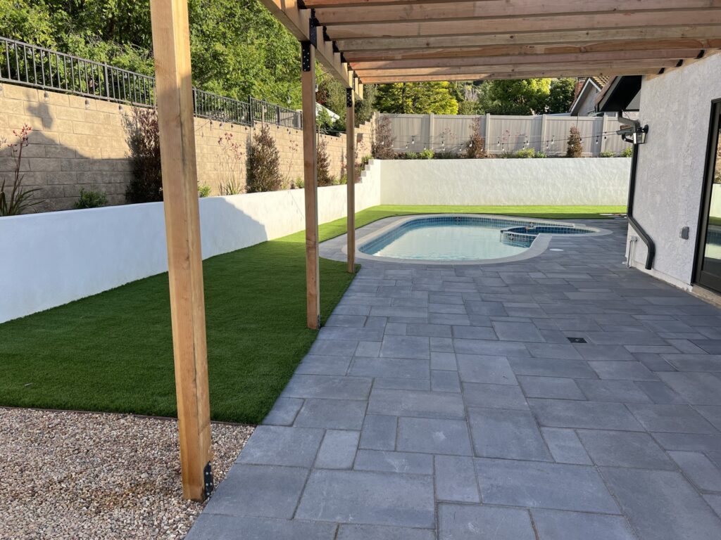 Retaining walls and artificial grass project in Westlake Village by Evergreen Landscaping