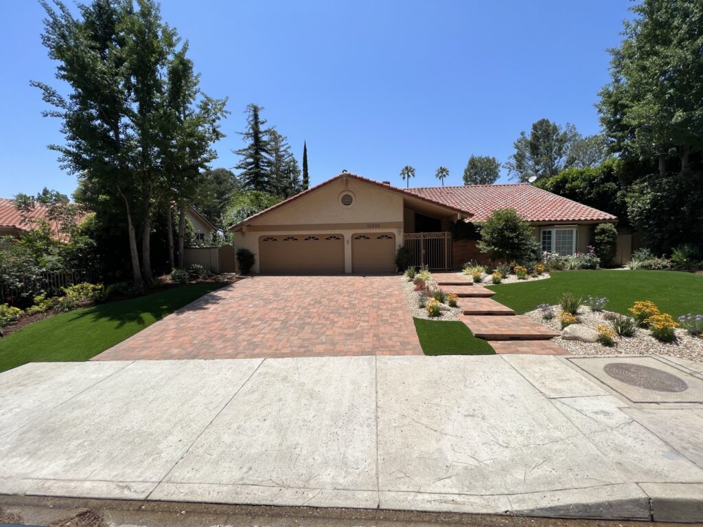 Paver patio and putting green project in Agoura Hills by Evergreen Landscaping