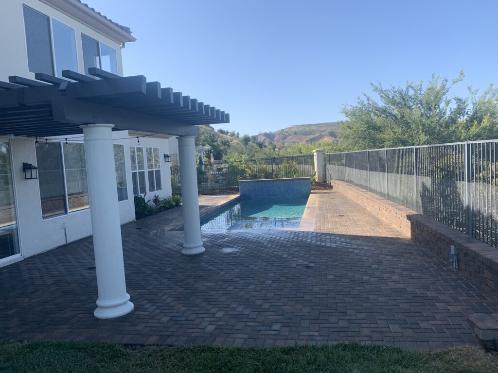Pool deck pavers and turf project in Simi Valley by Evergreen Landscaping
