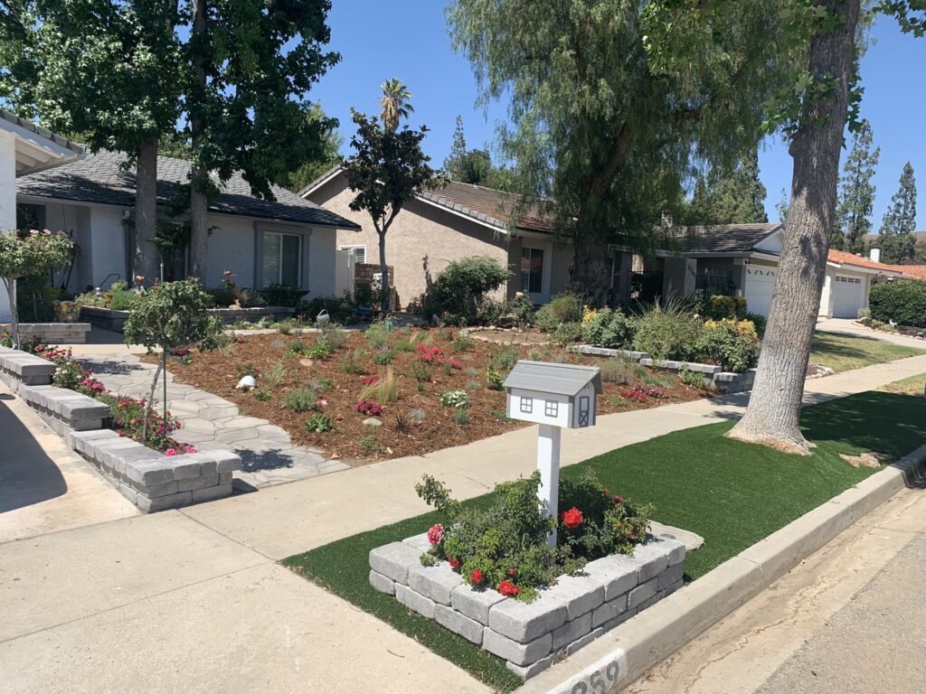 Retaining walls and artificial grass project in Westlake Village by Evergreen Landscaping