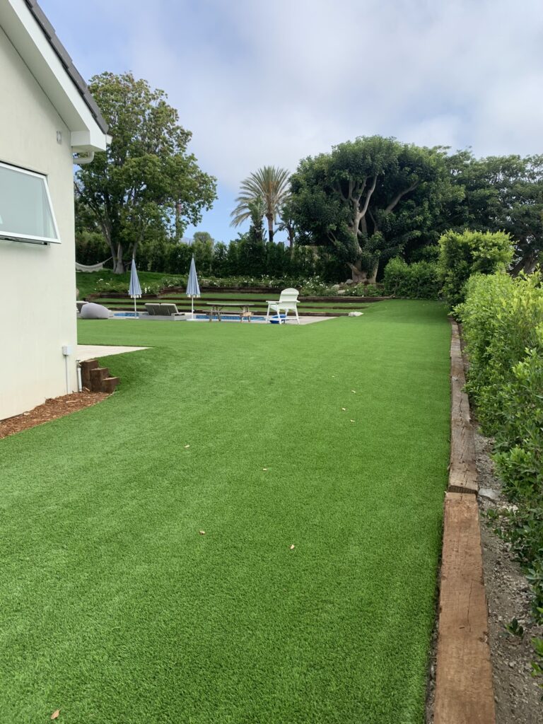 Pool deck pavers and turf project in Calabasas by Evergreen Landscaping