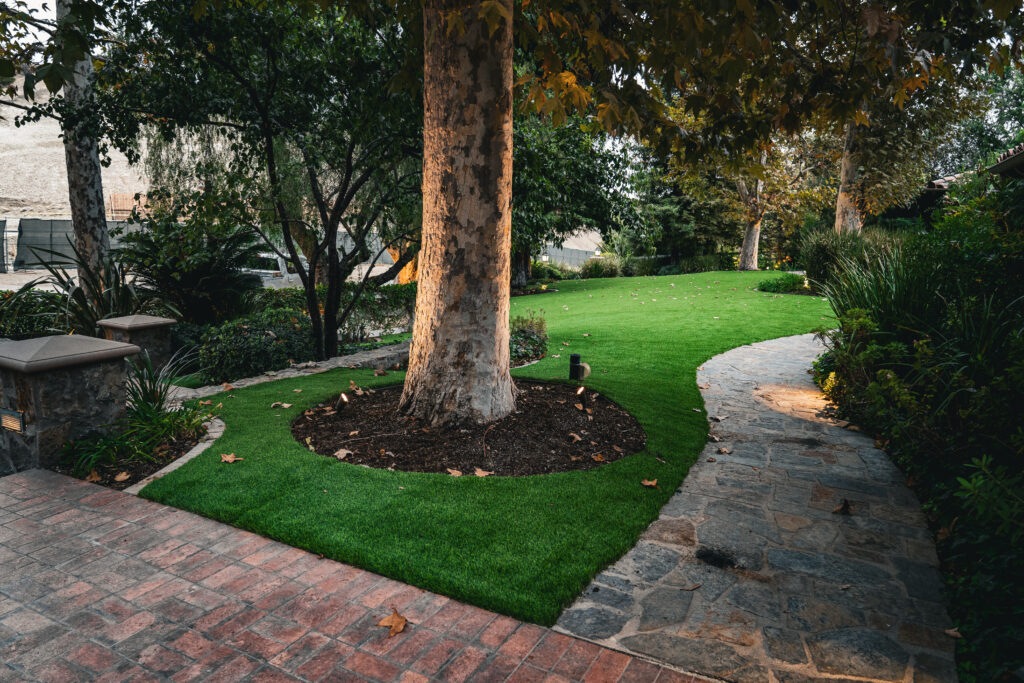 Pavers and artificial turf landscaping project in Thousand Oaks by Evergreen Landscaping