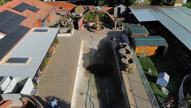 Paver courtyard with water feature project in Calabasas by Evergreen Landscaping