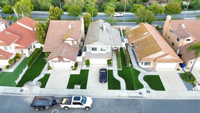 Front yard pavers and artificial turf project in Westlake Village by Evergreen Landscaping