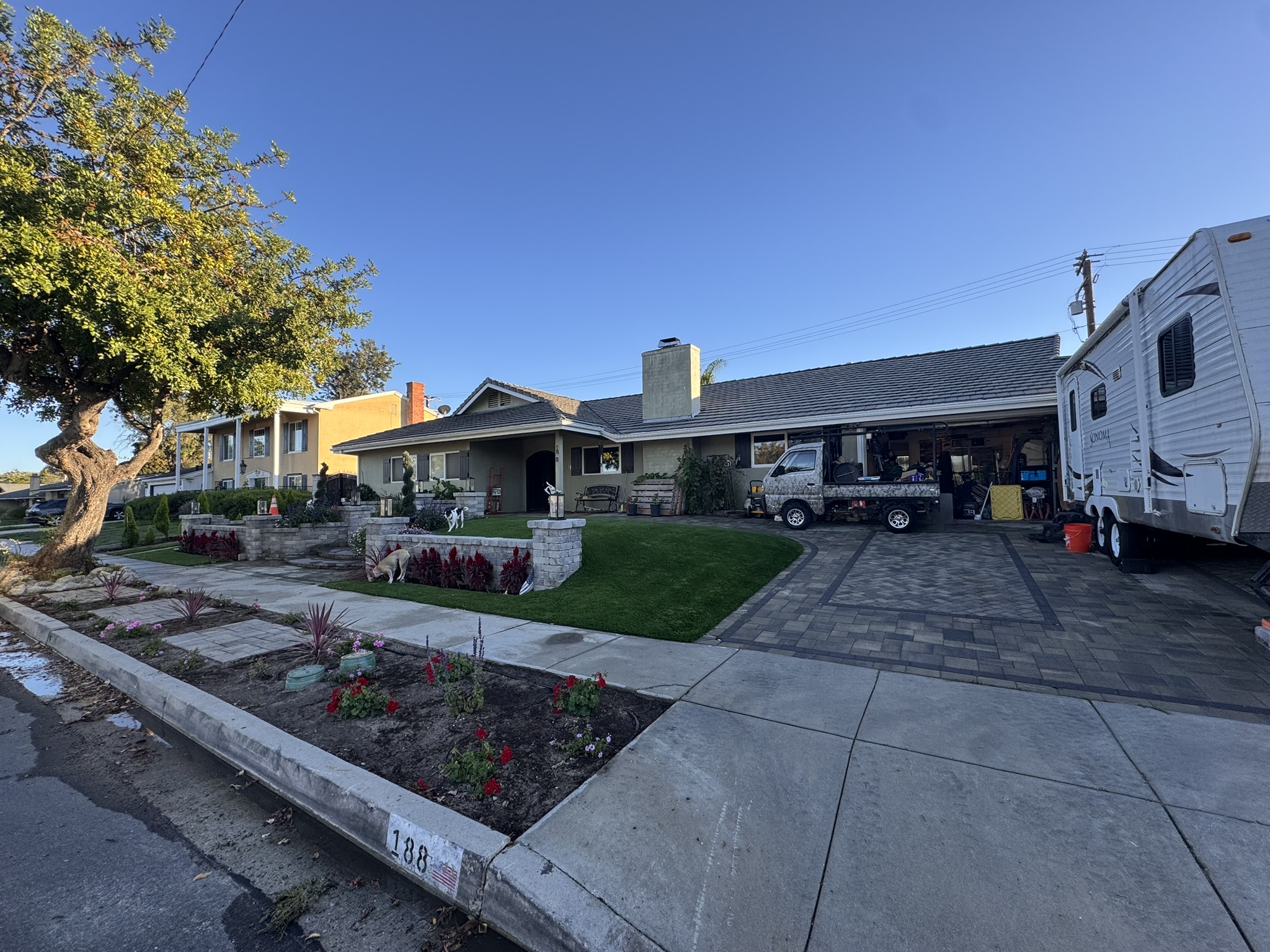 Artificial turf and paver landscaping project in Newbury Park by Evergreen Landscaping