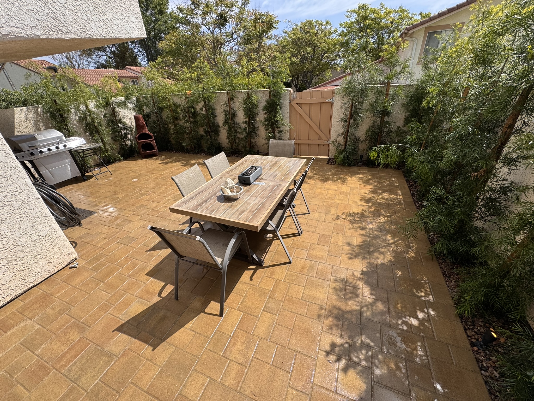 Covered patio and paver hardscape project in Newbury Park by Evergreen Landscaping