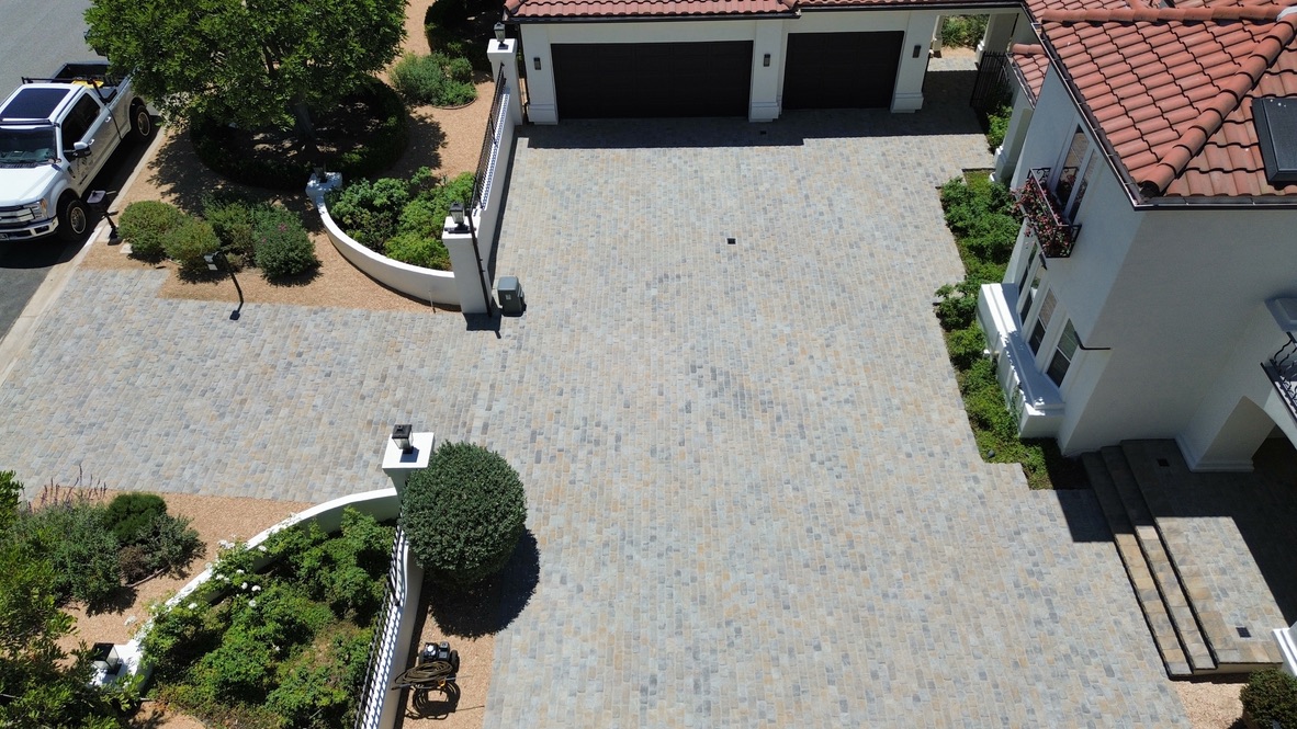 Paver driveway installation project in Camarillo by Evergreen Landscaping