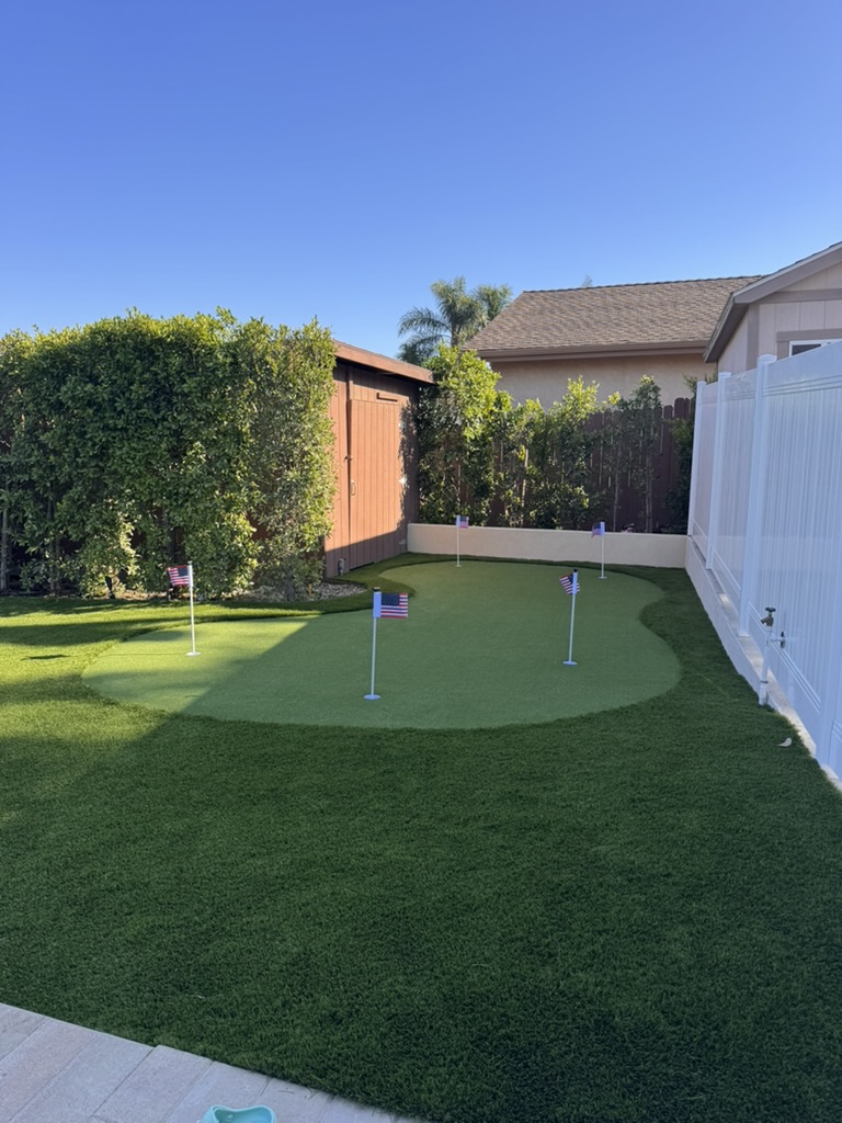 Artificial turf putting green project in Simi Valley by Evergreen Landscaping
